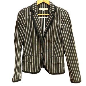 Gerard Darel Striped Womens Blazer Jacket Size 36 Black/White Cotton Blend